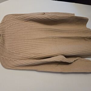 Beige Ribbed Knit Sweater